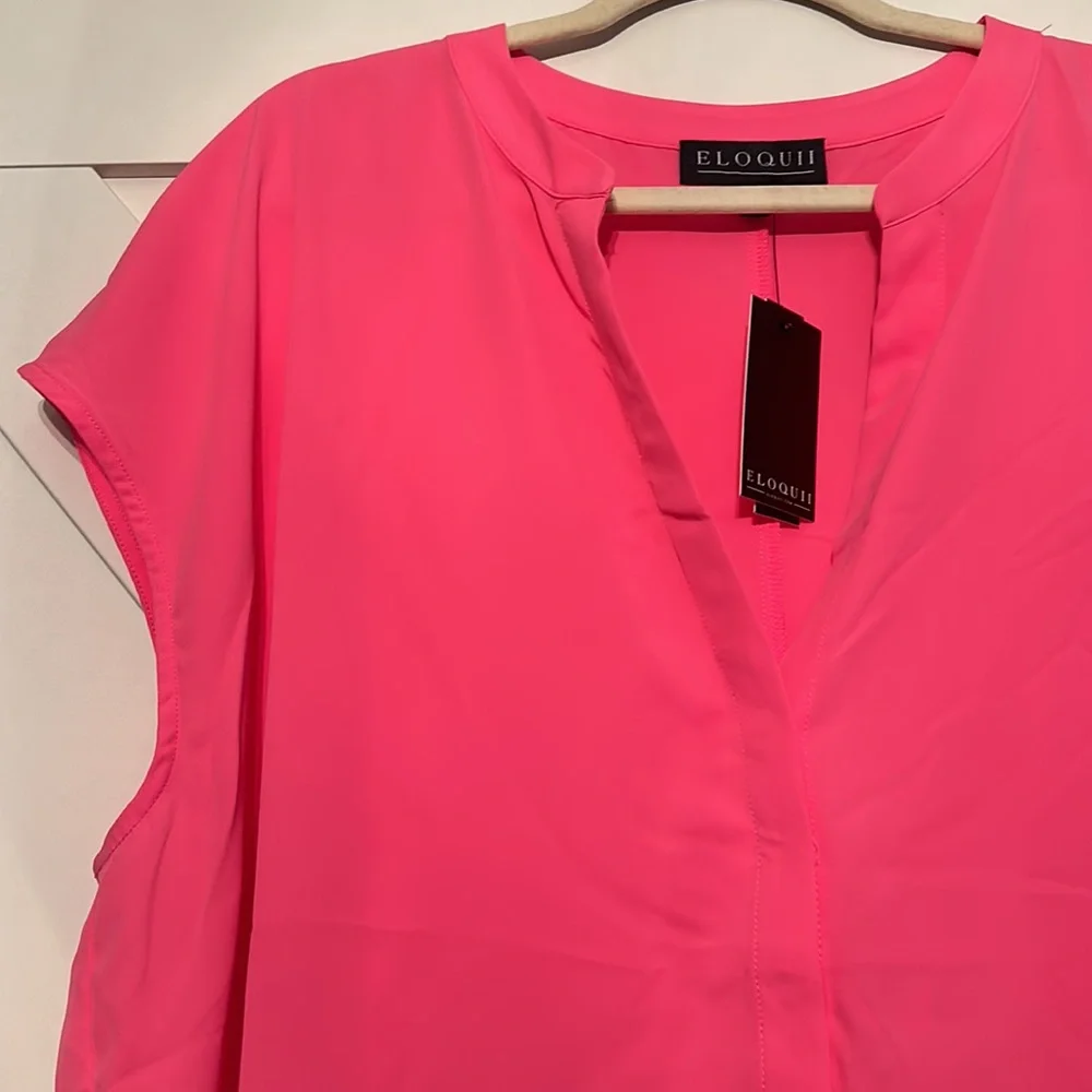 ELOQUII Hot Pink Sleeveless Blouse women’s size 20 NEW with tags - Picture 2 of 7